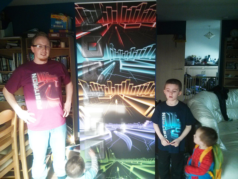 Positron popup banner and T-shirts